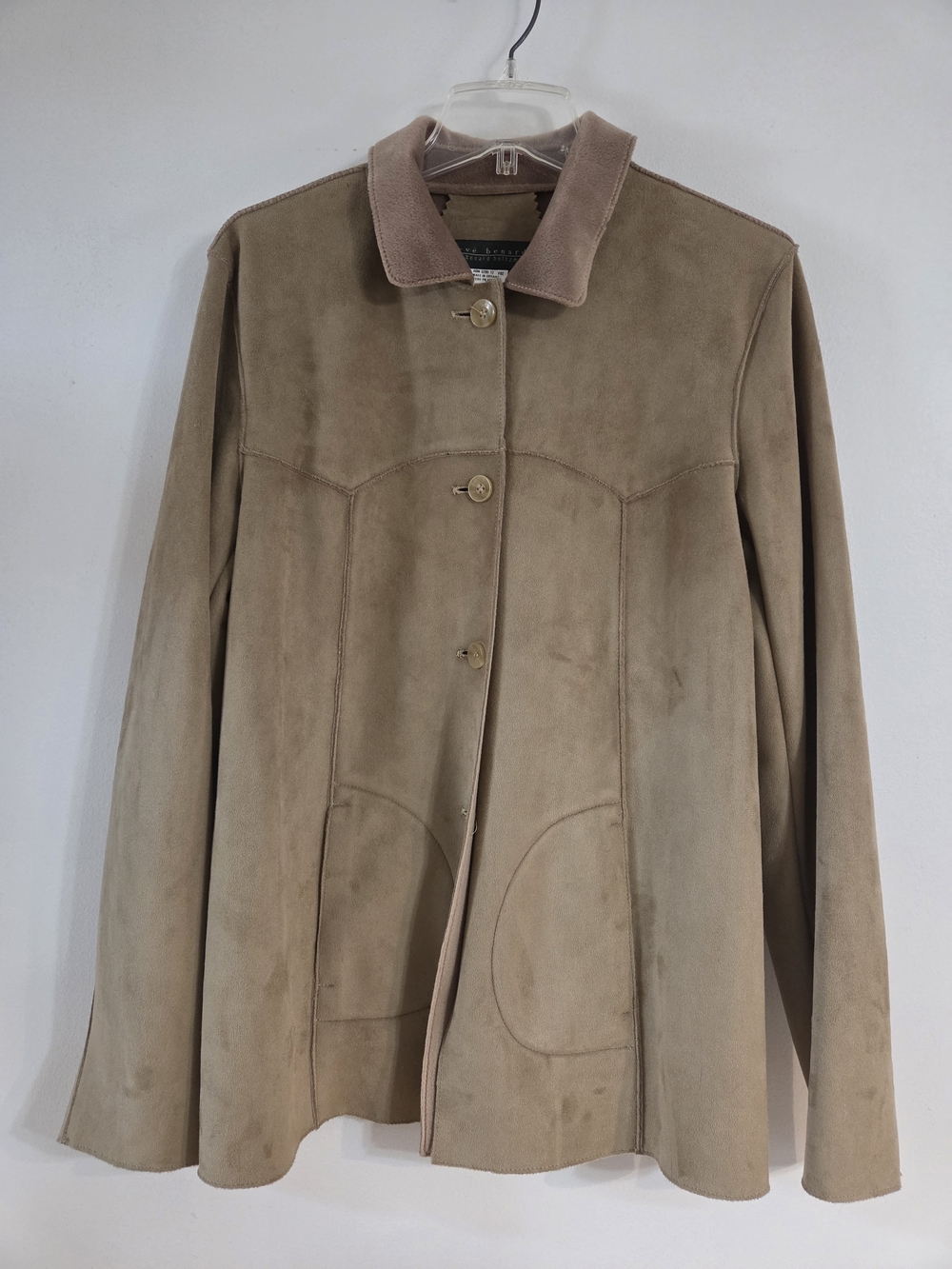 Soft Comfy Womens Taupe Button Down Jacket By Harve Benard.